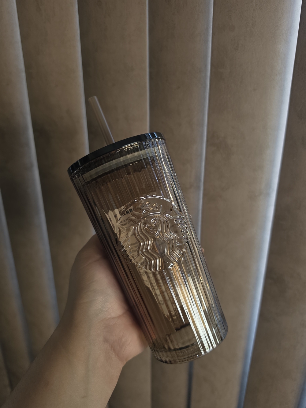 Starbucks PSL 2026 Collection Ribbed Acrylic Tumbler with Straw - Smoke